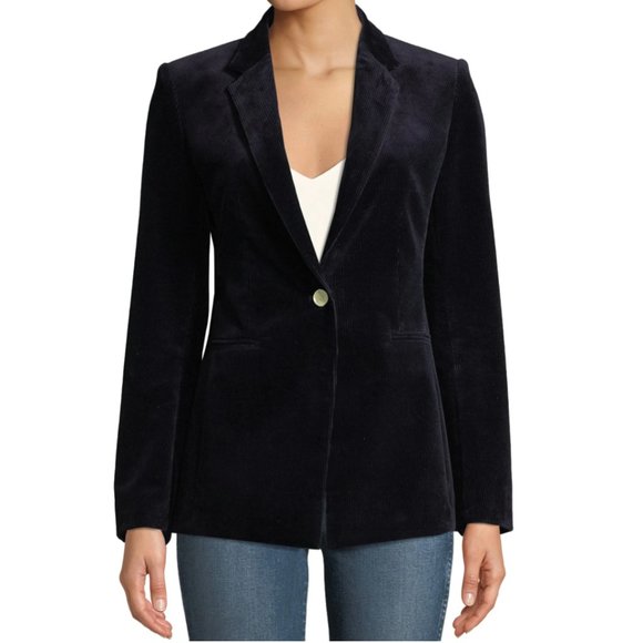 NWT Theory Power One-Button Modern Corduroy Women's Jacket DEEP NAVY size 4 - Picture 3 of 9